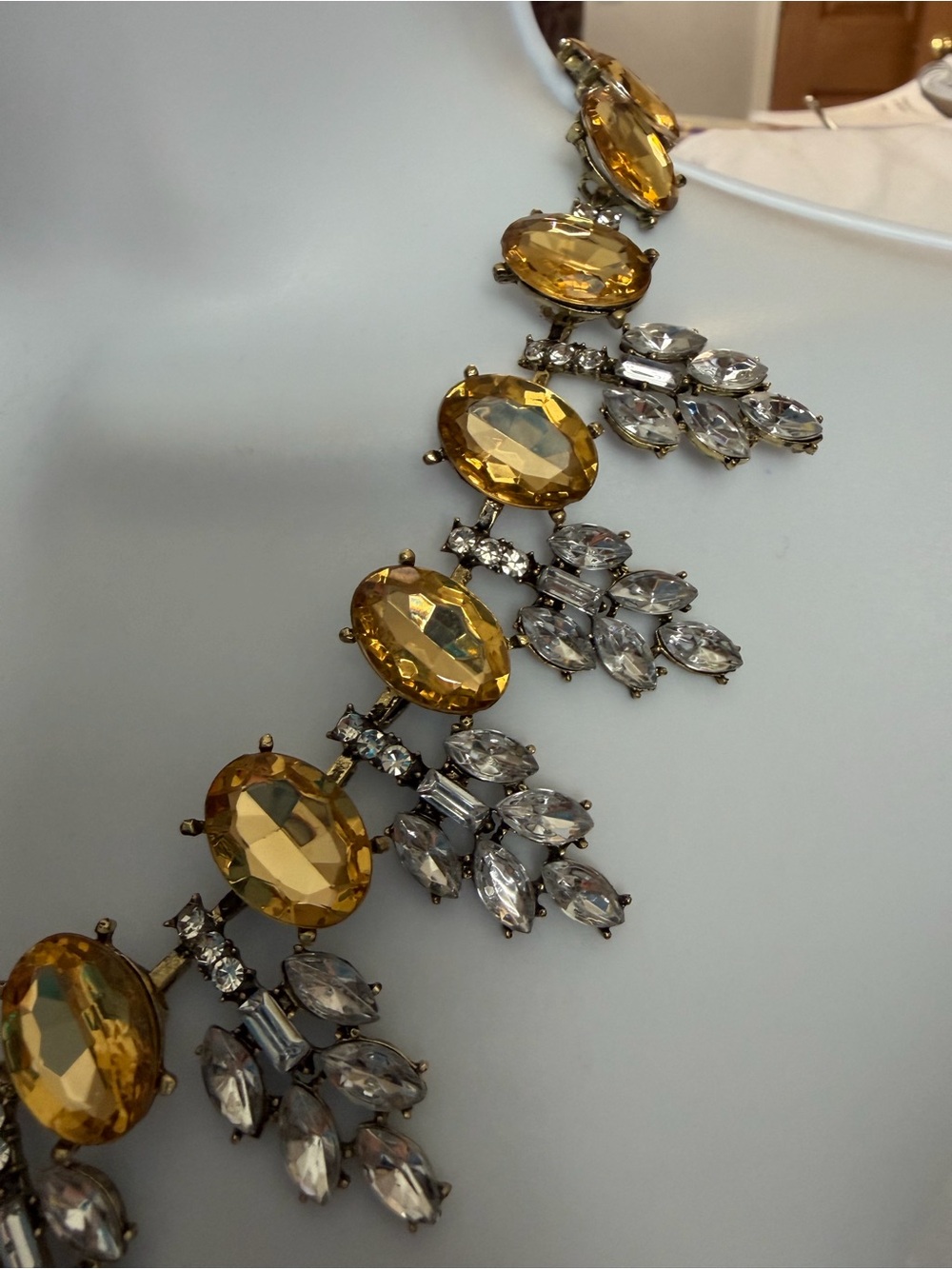 NWOT Aratta Silent Journey- Gold-Tone Topaz Crystal Statement Necklace - Picture 10 of 16